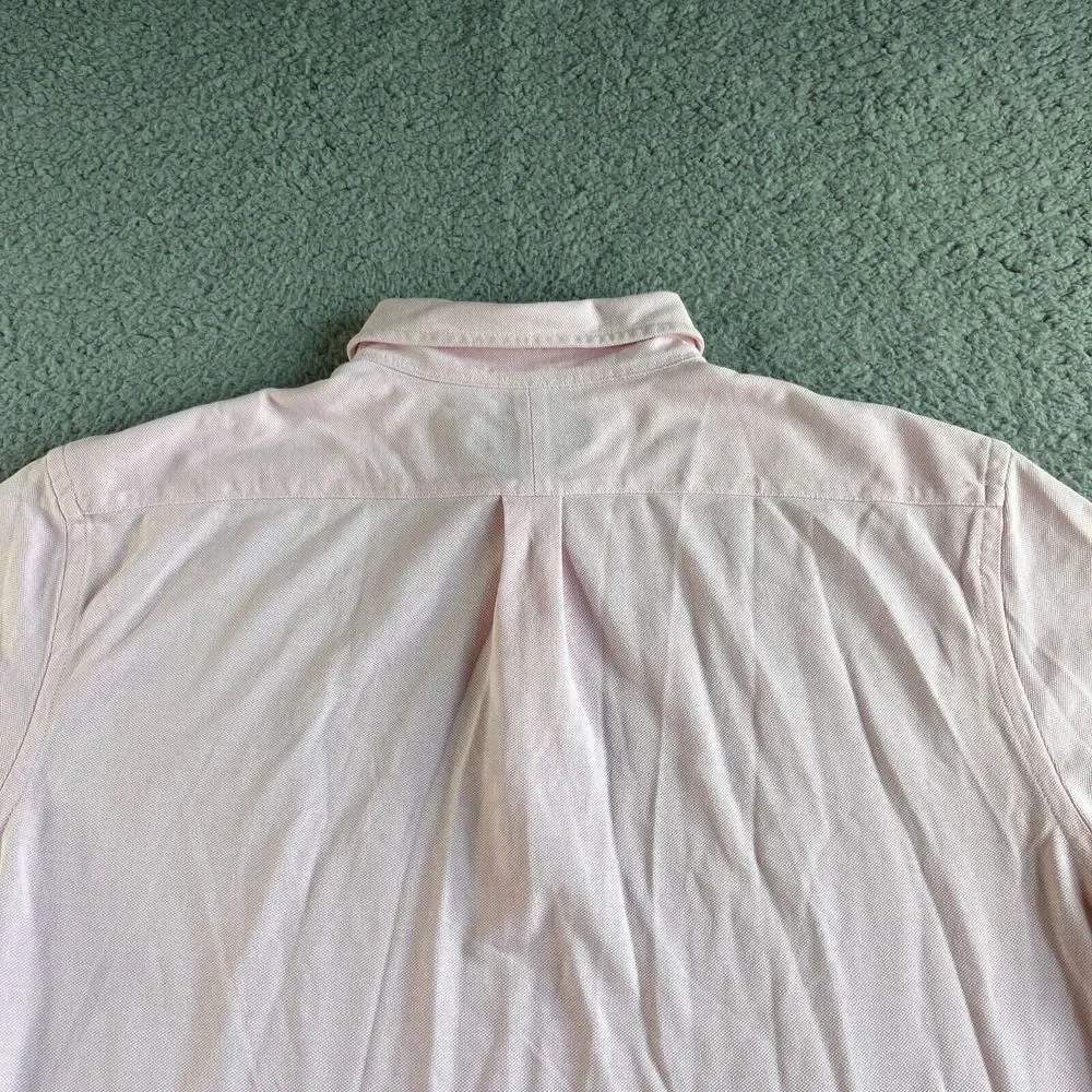 Ralph Lauren Polo Shirt Mens Large‎ Pink Knit Oxford Casual Preppy Button Down